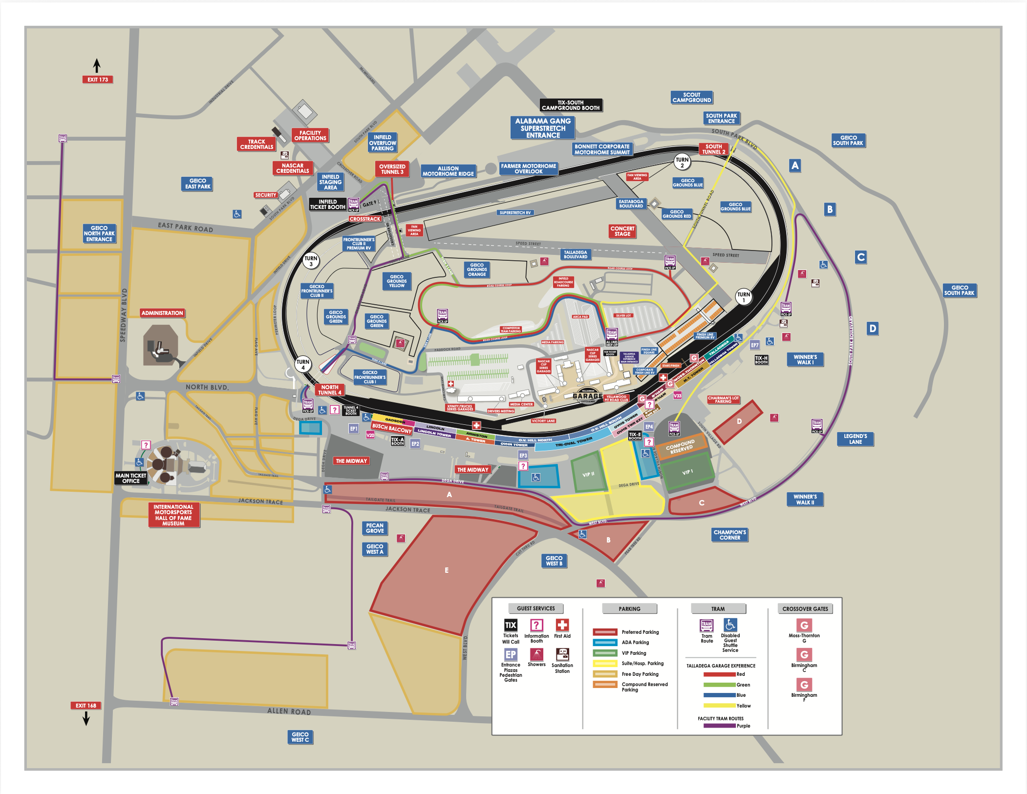 Talladega Superspeedway Parking Map